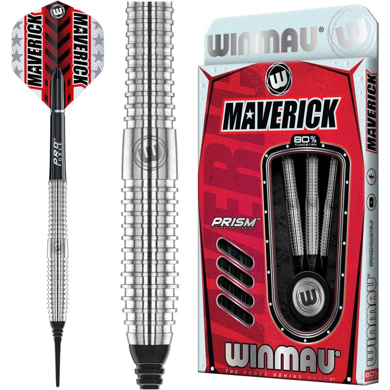 WINMAU Maverick 21-25 Gram Professional Steeltip Tungsten Darts Set ...