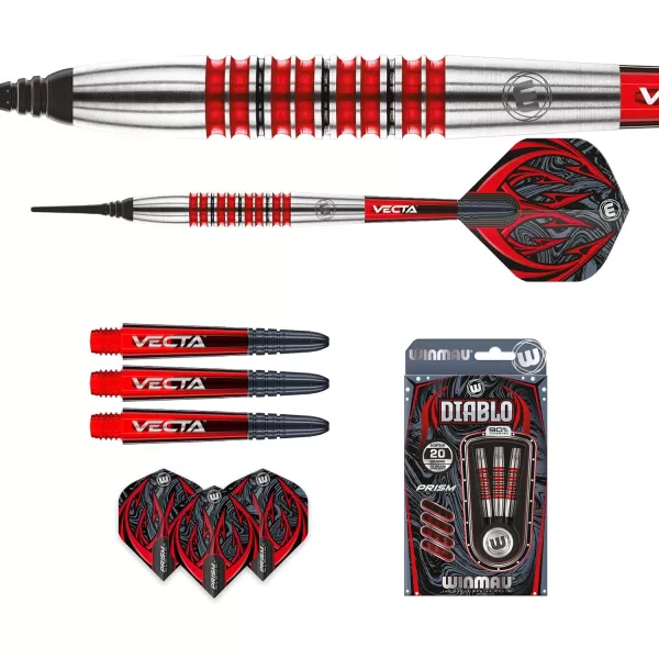 Diablo 90% Professional Tungsten Darts Set with Flights and Stems  Steel tip &amp; Soft tip