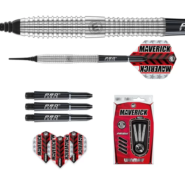 WINMAU Maverick 21-25 Gram Professional Steeltip Tungsten Darts Set with Flights and Stems 
