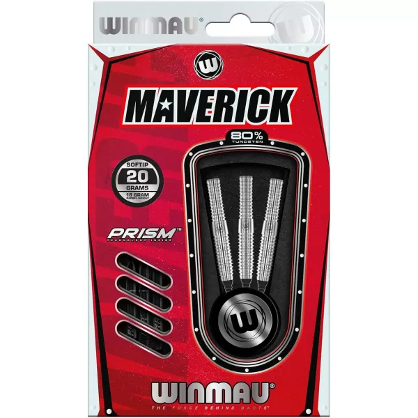 WINMAU Maverick 21-25 Gram Professional Steeltip Tungsten Darts Set with Flights and Stems 