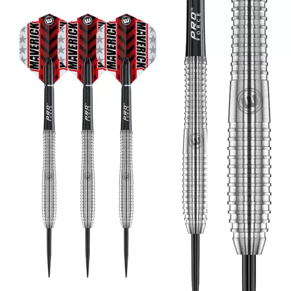 WINMAU Maverick 21-25 Gram Professional Steeltip Tungsten Darts Set with Flights and Stems 