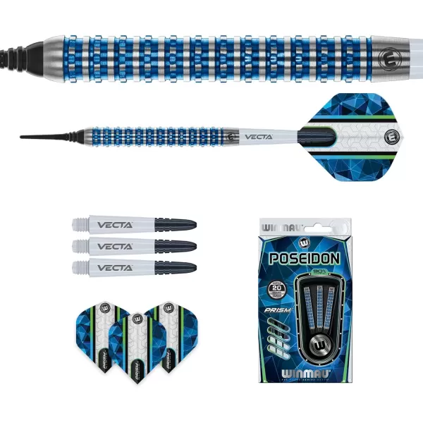 WINMAU Poseidon 23g, 24g, 25g Professional Steeltip Tungsten Darts Set with Flights and Stems 
