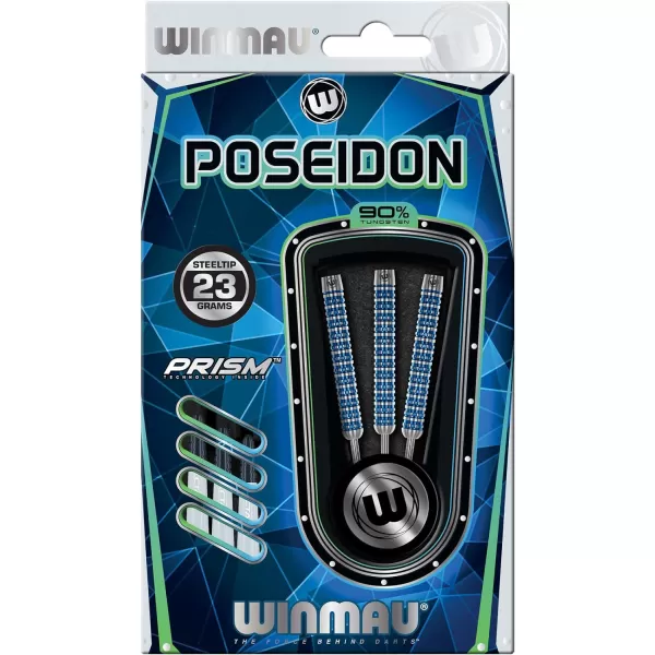 WINMAU Poseidon 23g, 24g, 25g Professional Steeltip Tungsten Darts Set with Flights and Stems 