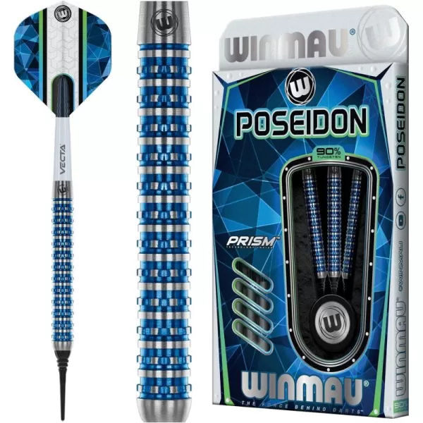 WINMAU Poseidon 23g, 24g, 25g Professional Steeltip Tungsten Darts Set with Flights and Stems 