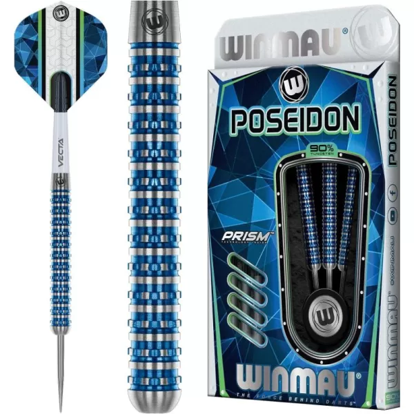 WINMAU Poseidon 23g, 24g, 25g Professional Steeltip Tungsten Darts Set with Flights and Stems 