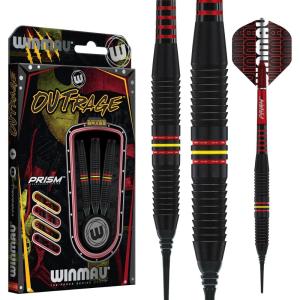 imageWINMAU Outrage 2023 gram Brass Darts Set with Prism Flights and Shafts Stems1 Line Soft Tip