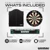 imageWinmau Darts  Masters Pro Premium Bristle Dartboard Set  Includes Dart Board Darts Flights Shafts and Oche Strip  Professional Steel Tip Darts ampamp Dart Board for AdultsDartboard and Cabinet
