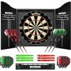 imageWinmau Darts  Masters Pro Premium Bristle Dartboard Set  Includes Dart Board Darts Flights Shafts and Oche Strip  Professional Steel Tip Darts ampamp Dart Board for AdultsDartboard and Cabinet