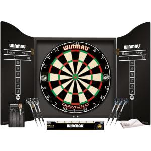 imageWINMAU Diamond Plus Dart Board Range  Diamond Plus Dartboard Surround Sets and Cabinet Sets with Darts and Accessories