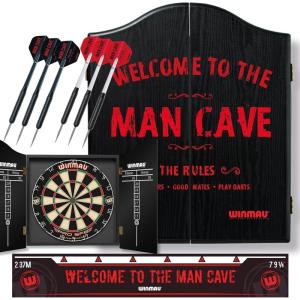 imageWinmau Man Cave Dartboard Game Set with Dartboard Dart Cabinet Arrows and Throwing Line