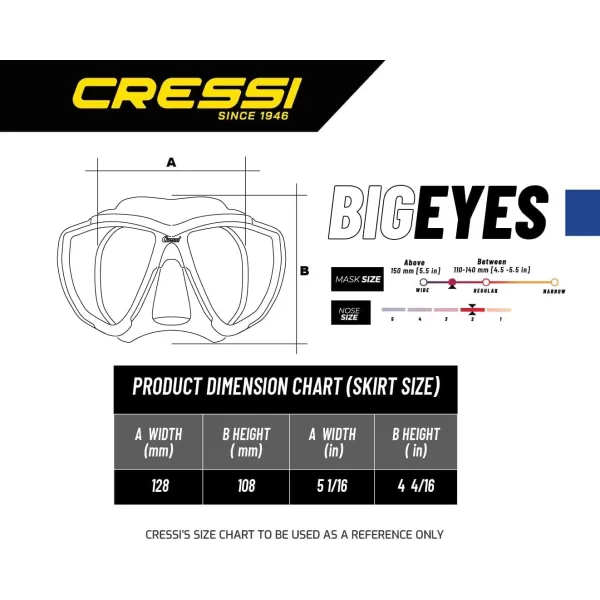 Cressi Adult Dive Mask with Inclined Lens for Scuba Diving - optical lenses available - Big Eyes: made in Italy