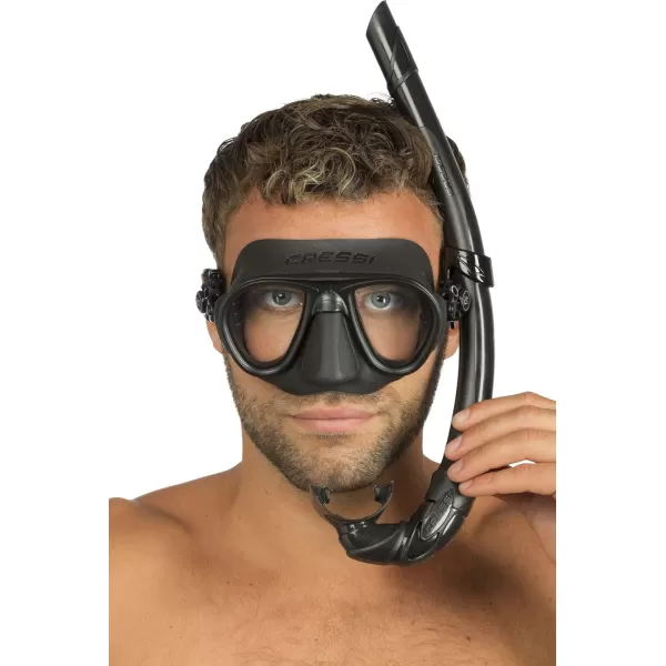 Cressi Mask And Snorkel designed from Freediving and Scuba Diving - Anti-Fog System, Low Volume Mask - Flexible, Foldable Snorkel - Calibro And Corsica: made in Italy