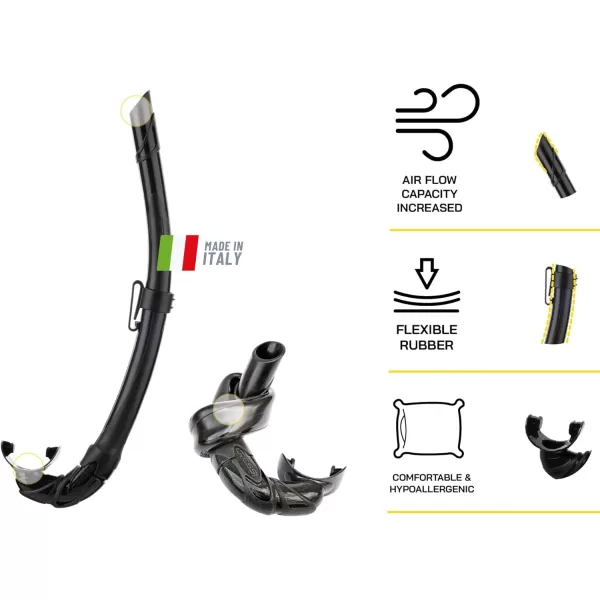 Cressi Mask And Snorkel designed from Freediving and Scuba Diving - Anti-Fog System, Low Volume Mask - Flexible, Foldable Snorkel - Calibro And Corsica: made in Italy