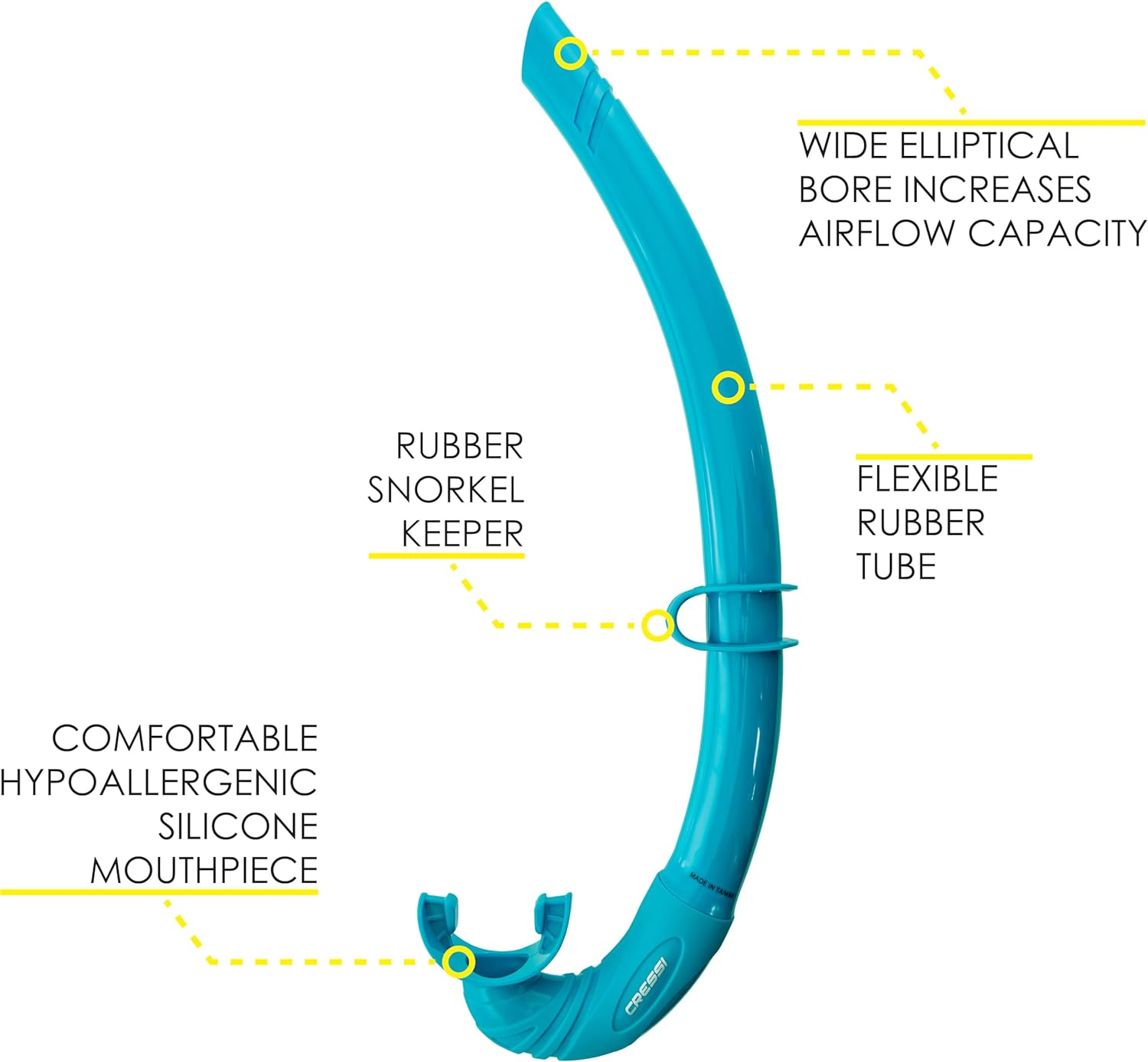 Corsica, Flexible Rubber Snorkel for Scuba Diving, Freediving and Spearfishing - Solid and Camouflage colors | made in Italy