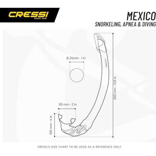Adult Short Snorkel with Splash Guard for Snorkeling, Scuba Diving - Mexico Made in Italy by Cressi: Quality Since 1946