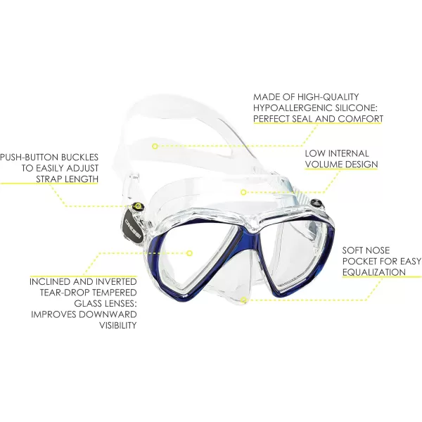 Adult Snorkeling Kit: Mask + Dry Snorkel, Dual Lens Mask Made of Soft Silicone: Perfect Seal, Ranger &amp; Tao Dry: Designed in Italy