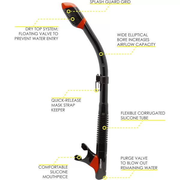 Adult Snorkeling Kit: Mask + Dry Snorkel, Dual Lens Mask Made of Soft Silicone: Perfect Seal, Ranger &amp; Tao Dry: Designed in Italy