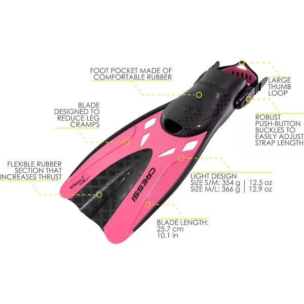 Cressi Adult Adjustable Snorkeling Fins with Ultra Resistant Buckles, Very Light, Ideal for Traveling - Tonga: designed in Italy