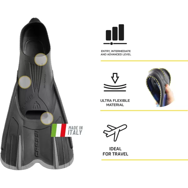 Cressi Adult Short Light Swim Fins with Self-Adjustable Comfortable Full Foot Pocket - Perfect for Traveling - Agua Short: Made in Italy