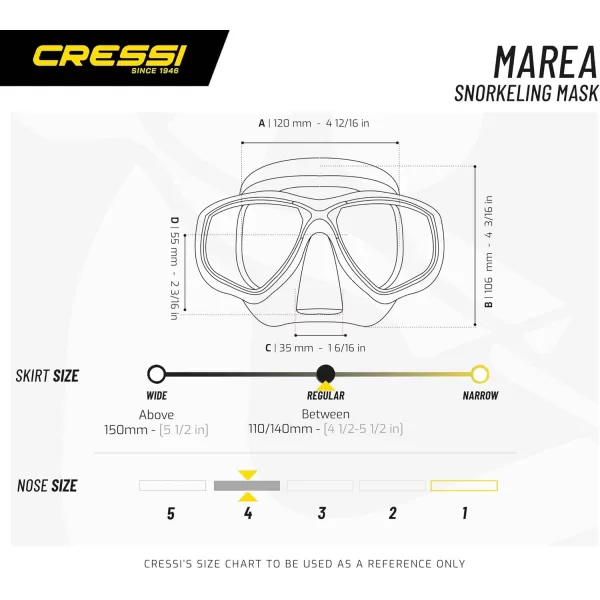 Cressi Adult Small Inner Volume Mask for Scuba, Snorkeling - Marea: Made in Italy