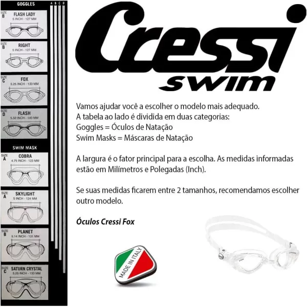 Cressi Adult Swimming Goggles with Flat Lenses for Natural Vision - Soft Silicone - Fox: made in Italy