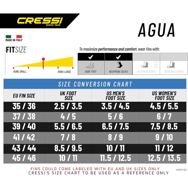 Cressi Agua Fins Self Adjusting for Diving, Apnea, Snorkeling and Swimming