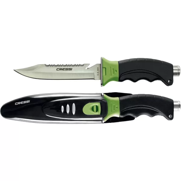 Cressi Borg, Long Blade Knife for Diving and Spearfishing Knife - Pointed &amp; Blunt Tip