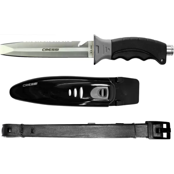 Cressi Borg, Long Blade Knife for Diving and Spearfishing Knife - Pointed &amp; Blunt Tip