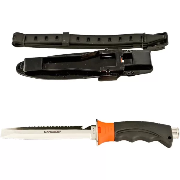 Cressi Borg, Long Blade Knife for Diving and Spearfishing Knife - Pointed &amp; Blunt Tip
