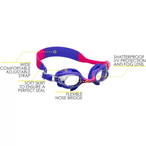 Cressi Colorful Kids Swim Goggles for Boys and Girls 4-8 Years Old - Dolphin 2.0, Starfish, and Seahorse: Designed in Italy
