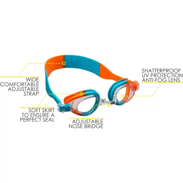 Cressi Colorful Kids Swim Goggles for Boys and Girls 4-8 Years Old - Dolphin 2.0, Starfish, and Seahorse: Designed in Italy