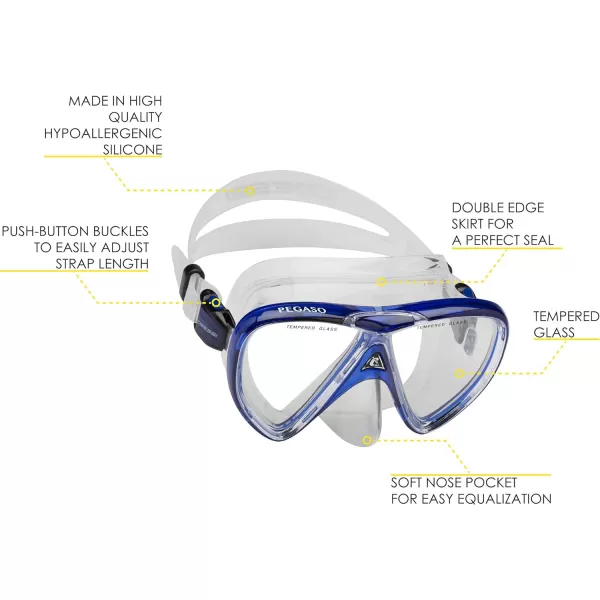 Cressi Junior Snorkeling Kit for Young Aged 3 to 10 - Mask + Dry Snorkel + Adjustable Fins + Net Bag - Lightweight Colorful Equipment - Rocks Pro Dry Set
