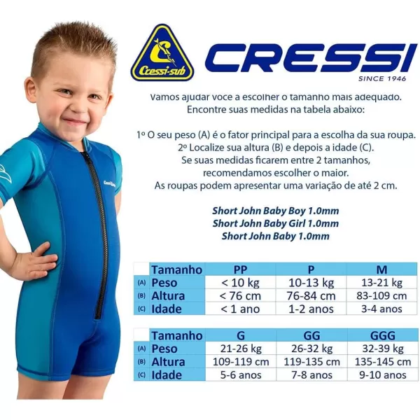 Cressi Kids Short Sleeve Swimsuit in Neoprene 1.5mm for Boys and Girls aged 2 to 10 year - Kids Swimsuit: designed in Italy