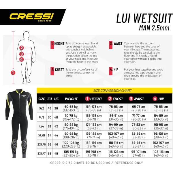 Cressi Men's Front-Zip Full Wetsuit for Water Activities - Bahia 2 mm Man: Designed in Italy by Cressi