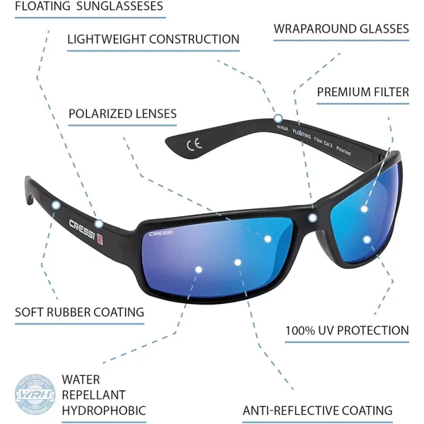 Cressi Ninja Adult Sport Sunglasses, Polarized Lenses, Protective Case - Best for Boating, Sailing, Running, Hiking, Cycling