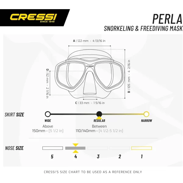 Cressi PERLA, Adult Small Inner Volume Silicone Mask for Scuba, Snorkeling - Cressi: Italian Quality Since 1946