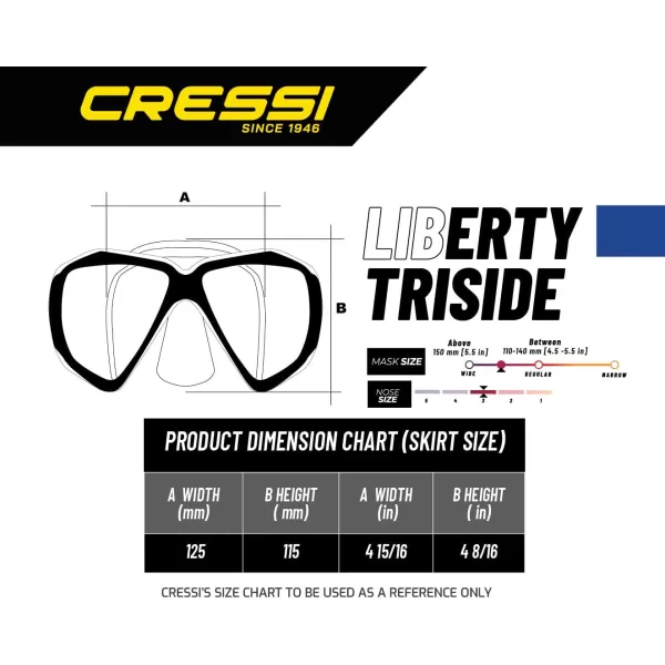 Cressi Perfect View Scuba Diving, Snorkeling Mask in Pure Comfortable Silicone - Liberty Triside SPE: Designed in Italy