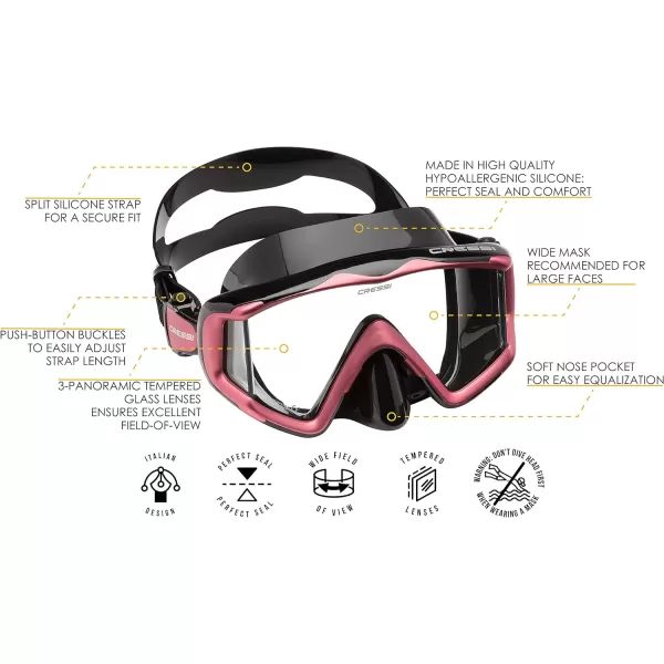 Cressi Perfect View Scuba Diving, Snorkeling Mask in Pure Comfortable Silicone - Liberty Triside SPE: Designed in Italy