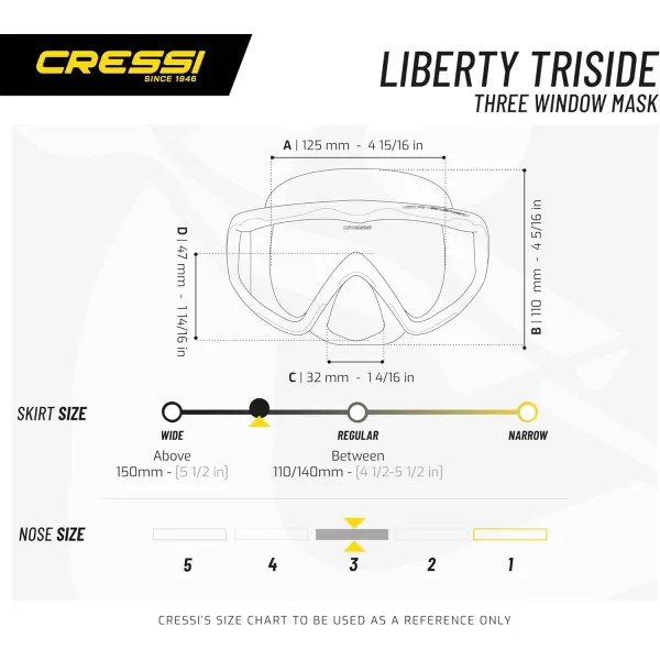 Cressi Perfect View Scuba Diving, Snorkeling Mask in Pure Comfortable Silicone - Liberty Triside SPE: Designed in Italy