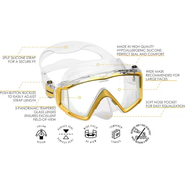 Cressi Perfect View Scuba Diving, Snorkeling Mask in Pure Comfortable Silicone - Liberty Triside SPE: Designed in Italy