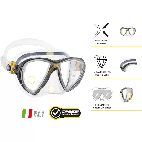 Cressi Premium Quality Snorkeling Adult Set - Big Eyes Evolution &amp; Alpha Ultra Dry: made in Italy