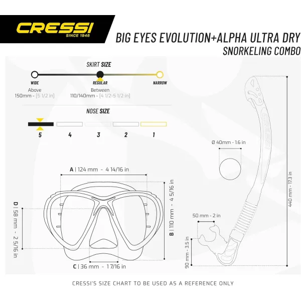 Cressi Premium Quality Snorkeling Adult Set - Big Eyes Evolution &amp; Alpha Ultra Dry: made in Italy