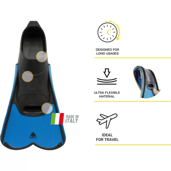 Cressi Short Full Foot Pocket Fins for Swimming or Training in the Pool and in the Sea - Light: made in Italy