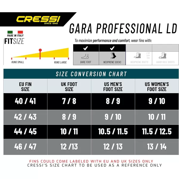 Soft Full Pocket Long Blade Fins for Freediving Speafishing | Gara Professional LD Made in Italy by Cressi: Quality Since 1946