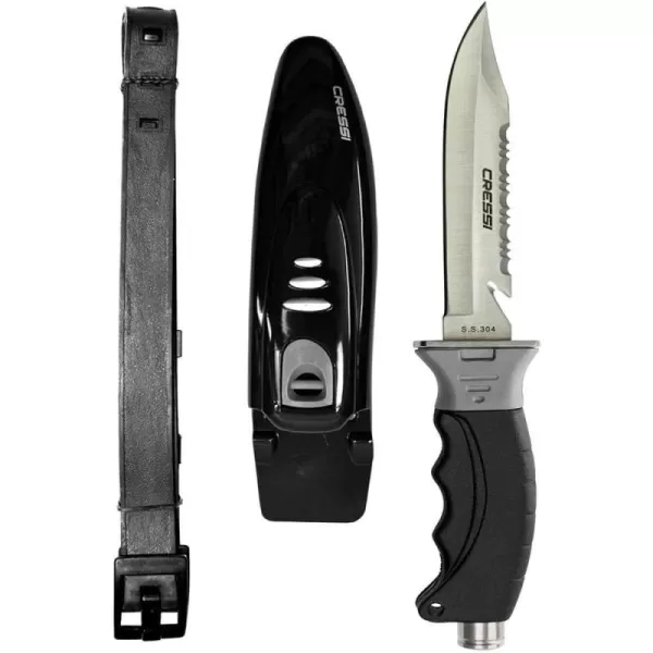 Cressi Borg, Long Blade Knife for Diving and Spearfishing Knife - Pointed &amp; Blunt Tip