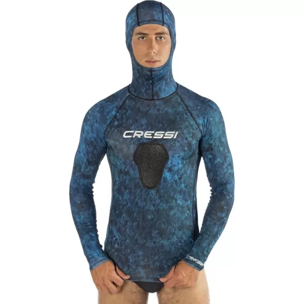 Cressi Camouflage Rash Guard for Scuba Diving Videomakers and Spearfishing - Hooded and Crew-Neck- get the Hunter equipment