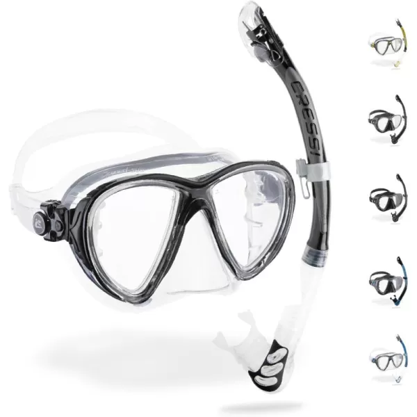 Cressi Premium Quality Snorkeling Adult Set - Big Eyes Evolution &amp; Alpha Ultra Dry: made in Italy