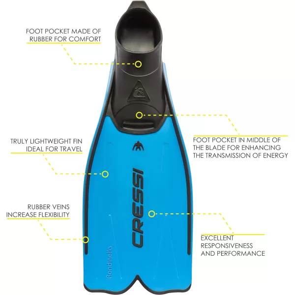 Cressi Adult Snorkeling Full Foot Pocket Fins, Good Thrust, Light Fin, Rondinella: designed and made in Italy
