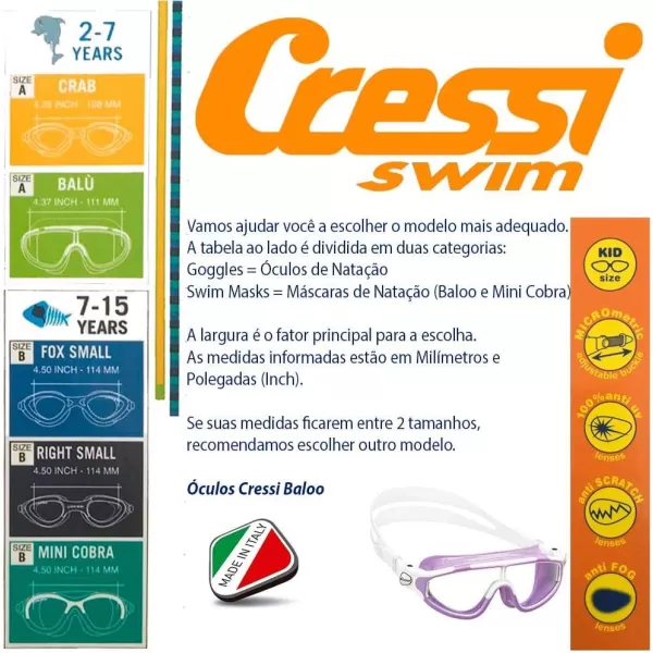 Cressi Wide View Swim Mask for Kids Aged 2, 3, 4, 5, 6, 7 Years Old | Baloo Made in Italy