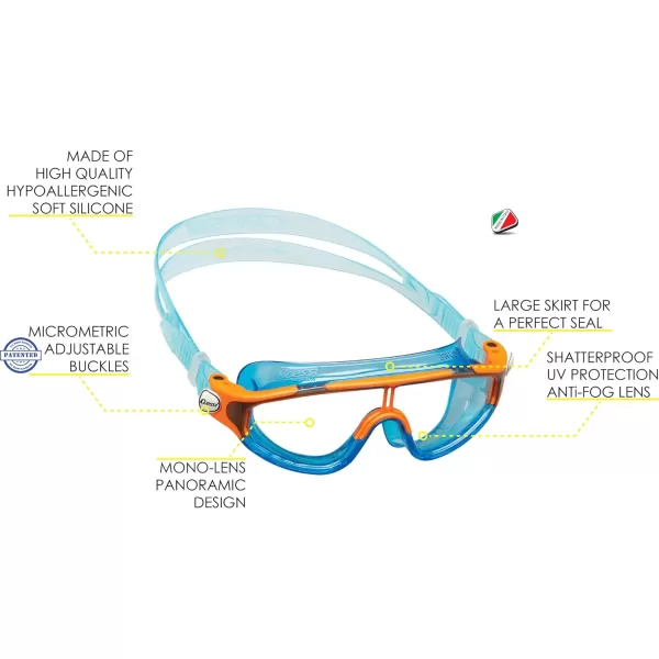 Cressi Wide View Swim Mask for Kids Aged 2, 3, 4, 5, 6, 7 Years Old | Baloo Made in Italy